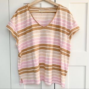 Madewell Skyline V-neck Boxy Tee Striped size XL